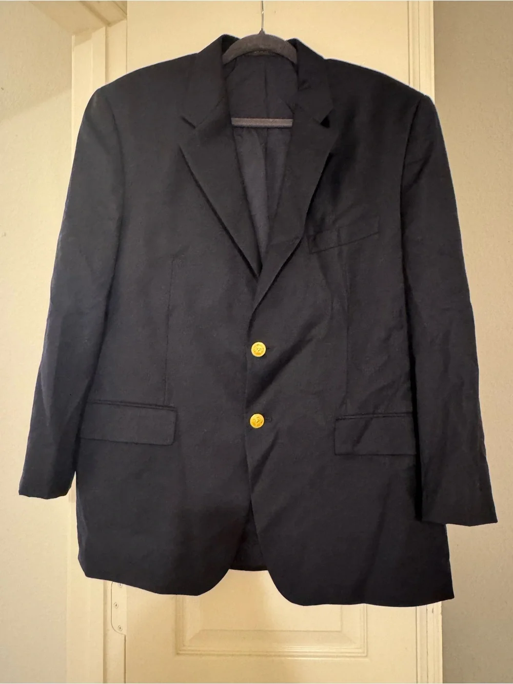 Ralph Lauren Navy 100% Wool Blazer with Gold Buttons